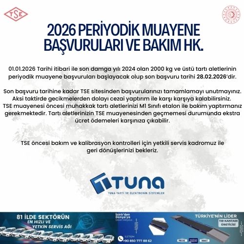 2026 Periyodik Muayene Başvuruları ve Bakımı Hk.