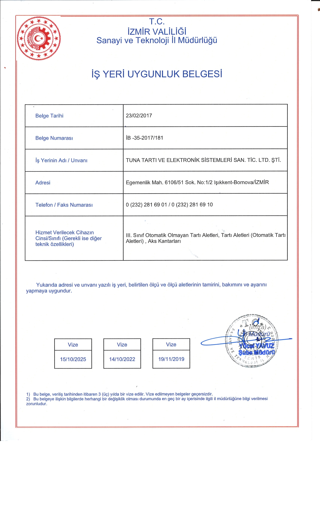 İş Yeri Uygunluk Belgesi